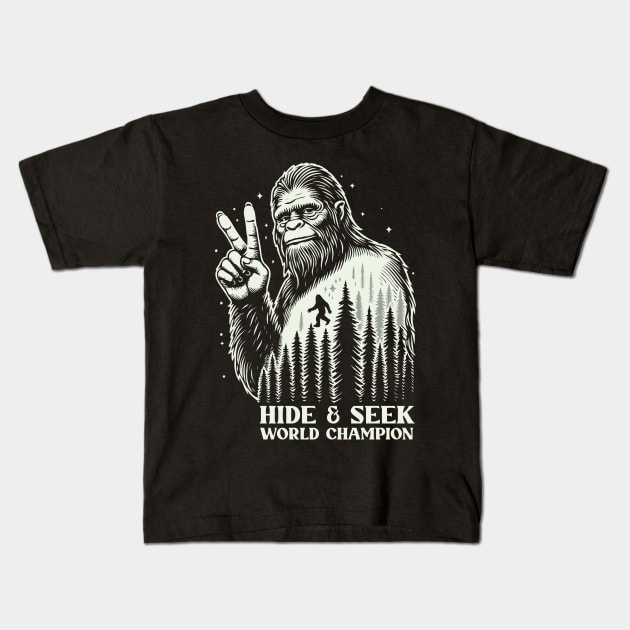 Bigfoot Hide & Seek World Champion Kids T-Shirt by Trendsdk